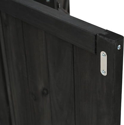 YOPTO Outdoor Kitchen Island Fir Wood Kitchen Island with Stainless Steel Top,Ample Storage Space,Towel and Spice Racks and a Bottle Opener for Outdoor,Black