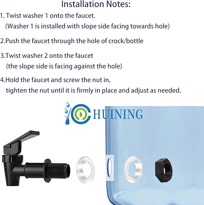 Water Spigot,BPA Free Plastic Spigot, Universal Replacement Faucet for 5 gallon bucket, Wine Barrels, Water Cooler Filtration Systems and filter water pitcher(2 Black)