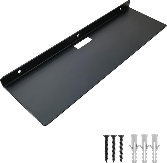 20 Inch Black Floating Wall Shelves, Wall-Mounted Small Storage Shelf for Bathroom, Living Room, Bedroom, Kitchen, Outdoor Balcony & Terrace - Space-Saving Decor