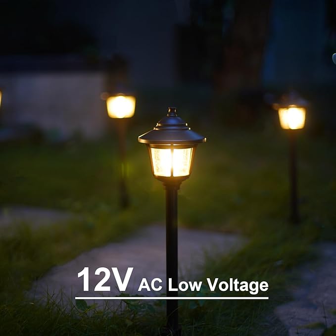 GOODSMANN Landscape Lighting 8PK Low Voltage Landscape Path Lights Oil Rubbed Bronze Path Light Low Voltage 1W LED 40 Lumen 2700K Warm White with Replaceable Bulbs