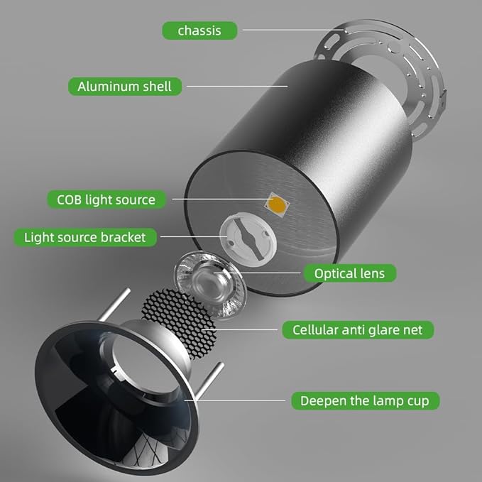 JAYMP Modern LED Ceiling Light 4000K Dimmable 24W COB Black Surface Mount Cylinder Accent Down Light for Living Room Hallway Laundry Room