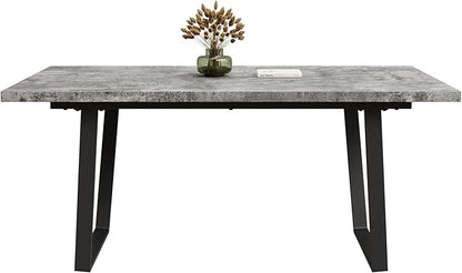 BROVAVE 63" Waterproof Polished Island Table, Rustic Dining Table with Classic MDF Finish, Mid Century Dining Table with 6-Person Capacity for Family Gatherings, Gray