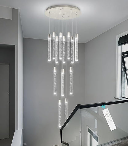 13-Light Long Large Modern Led Crystal Chandeliers Modern Spiral Chandeliers High Ceilings Chandelier for Staircase Foyer Chrome