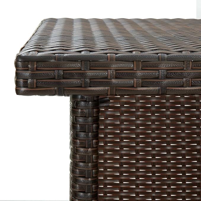 Poly Rattan Corner Bar Table with 3 Storage Shelves Steel Frame Dining Table, Bistro Table, Multifuntional Kitchen Table