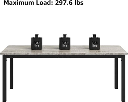 79 Inch Industrial Dining Table for 4-6 Person Rectangle Kitchen Table with Metal Legs,Round Corners, Writing Desk, for Modern Farmhouse, for Kitchen, Dining Room,Quick Assembly, Wood
