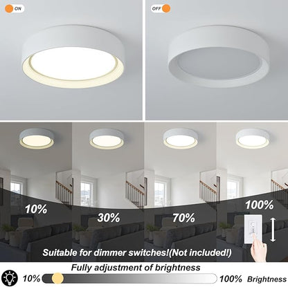 Dimmable Led Flush Mount Ceiling Light,15.75 Inch/36W/ 5CCT 3000K-6000K,Modern White Close to Ceiling Lighting Fixtures,Round Metal Ceiling Lamp for Bedroom,Living Room,Laundry Room