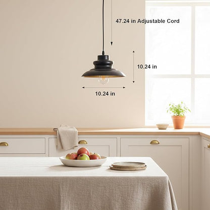 Pendant Light Fixture, Hanging Light for Kitchen Island Dining Room Bedroom Foyer, E26 Base Metal 1-Light Ceiling Lamp