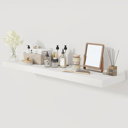 White Floating Shelves 48 Inch Long, 12 Inch Deep Floating Shelves for Wall, 48 x 12 Large Wall Shelves for Home Storage & Display, 2" Thicked Floating Shelf for Bedroom, Living Room, 1 Pack