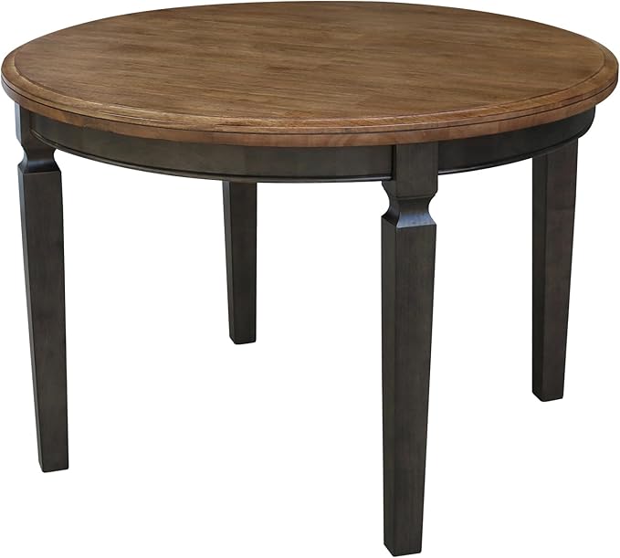IC INTERNATIONAL CONCEPTS 44 x 44 in Round Top Solid Wood Dining Table in Hickory/Washed Coal