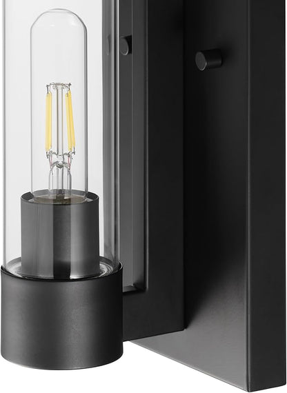 GLOBE Electric 1-Light Wall Sconce, Matte Black, Clear Glass Shade, Modern Industrial, Dimmable, 65000104