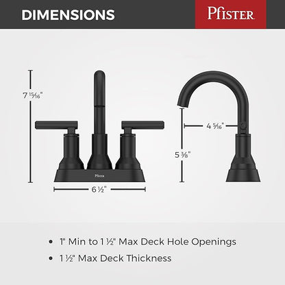Pfister Capistrano Bathroom Sink Faucet, 4-Inch Centerset, 2-Handle, 3-Hole, NSF Certified, Spot Defense Matte Black Finish, LF048CSOSDB (Pack of 3)