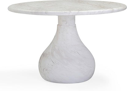 Tov Furniture Smooch White Marble Print Indoor/Outdoor 47" Round Dining Table