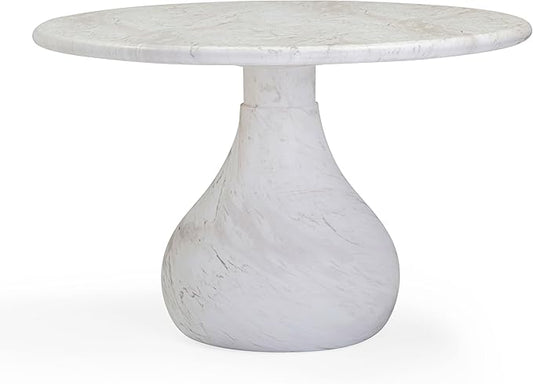 Tov Furniture Smooch White Marble Print Indoor/Outdoor 47" Round Dining Table