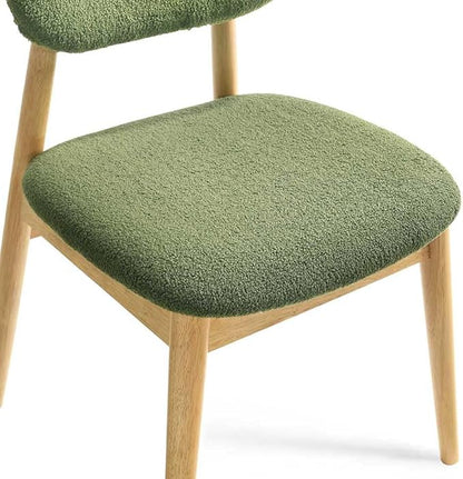 5-piece Dining Table Set for 4 with Chairs, Space Saving Farmhouse Kitchen Table & 4 Upholstered Chairs with Rubber Wood Frame, Mid-Century Modern Dining Room Set (Green)