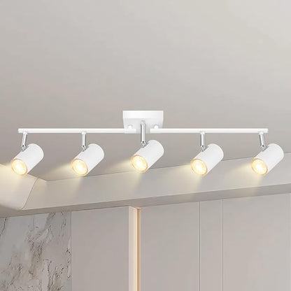 BoostArea Track Lighting Fixtures Ceiling, 5 Light White Track Light with Rotatable Light Heads, Modern Track Lighting Fixtures Ceiling for Kitchen/Living Room,GU10 Bulb Not Included