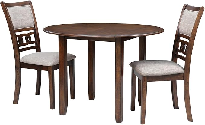 New Classic Furniture Gia 3-Piece Drop Leaf Dining Table Set with 2 Chairs, 42-Inch, Cherry