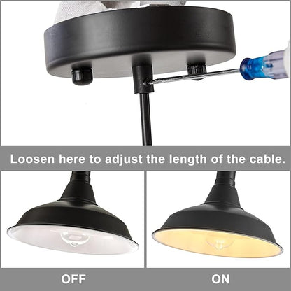 LOEHINLE Pendant Light Fixtures, 3Pcs Farmhouse Kitchen Island Lights Fixture, Industrial Hanging Pendant Lighting for Dining Room Bedroom, Black Metal Pendant Lamp, E26 Base, 12.2in