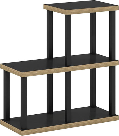 Furinno Turn-N-Tube Storage Shelves, 3-Cube Book Shelf, Accent Display Shelf, Toolless Open Shelves, Square Tubes, for Organization and Storage, Living Room, Garage, Home Office, Dark Americano