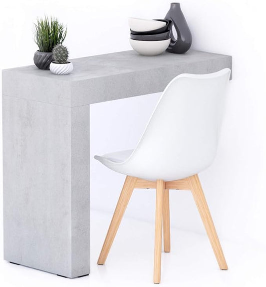 Mobili Fiver, Evolution Dining Table 35.4 x 15.7 in, Concrete Effect, Grey with One Leg, for 1 People, Modern Dining Table for Kitchen, Italian Furniture