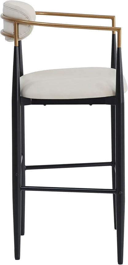 Gecheer Bar Stools Set of 2, 29.75" Height for Kitchen Island, Beige PU Leather Seat with Black Iron Frame, 260 lbs Capacity Multiple Family Members can use it for Daily Dining YHS-N779P248198P