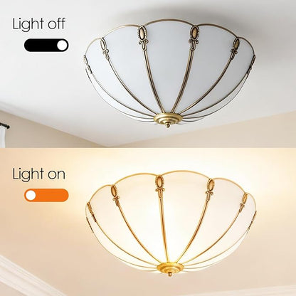 20.5" Vintage Pendant Light Fixture, 4-Light Semi Flush Mount Ceiling Light, Rustic Handmade Glass Ceiling Light Fixture for Foyer Entryway Stairway