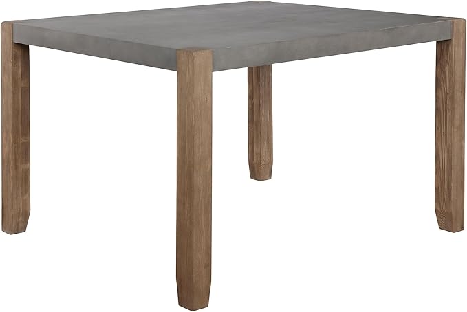 Alaterre Furniture Newport Dining Table for 4 – Rustic Industrial 48” x 30” Kitchen Table with Faux Concrete Gray Top & Solid Wood Legs