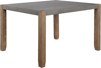 Alaterre Furniture Newport Dining Table for 4 – Rustic Industrial 48” x 30” Kitchen Table with Faux Concrete Gray Top & Solid Wood Legs
