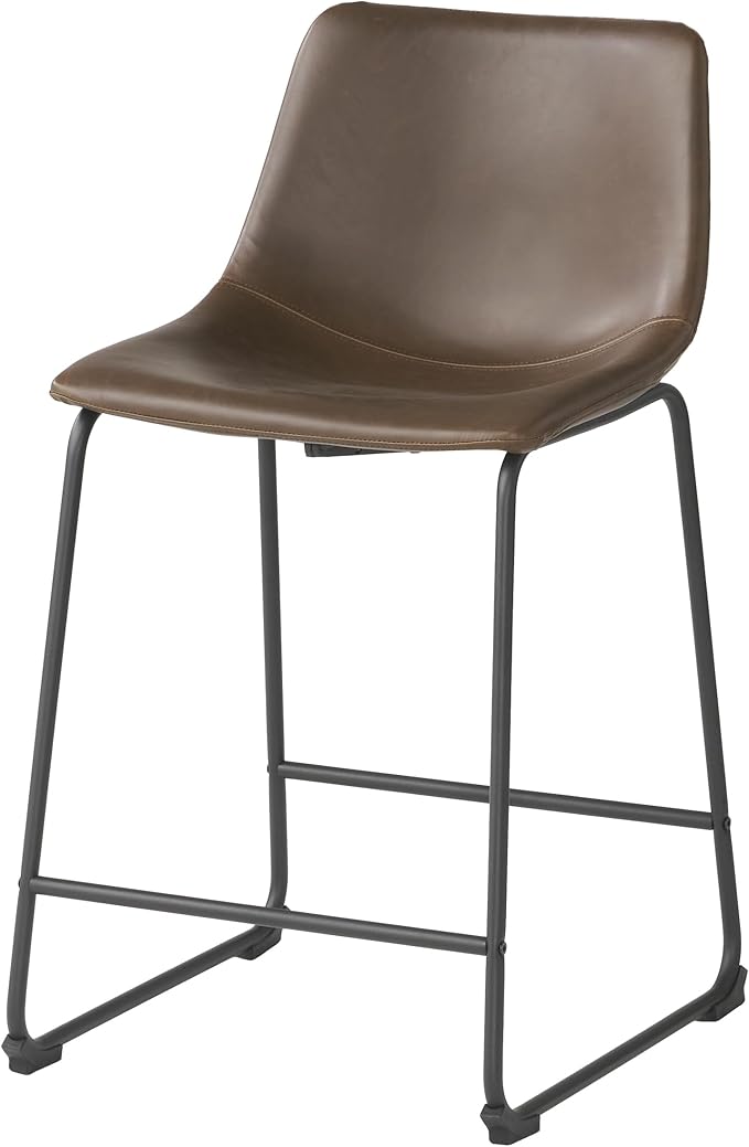Harper & Bright Designs Vintage Style Brown 24-Inch Counter Stool (Set of 2)