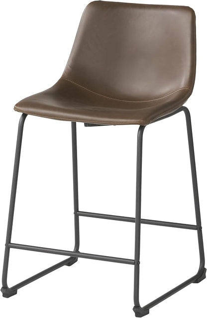 Harper & Bright Designs Vintage Style Brown 24-Inch Counter Stool (Set of 2)