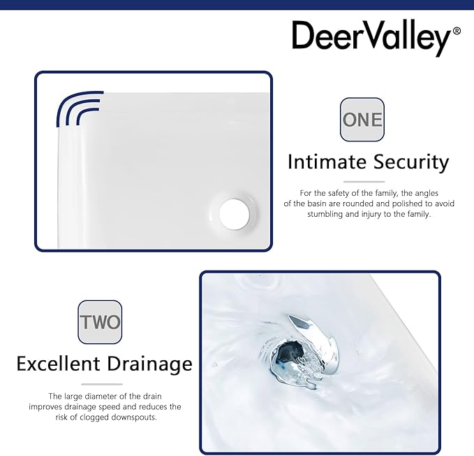 DeerValley DV-1V032 Ally White Ceramic Rectangular Vessel Bathroom Sink