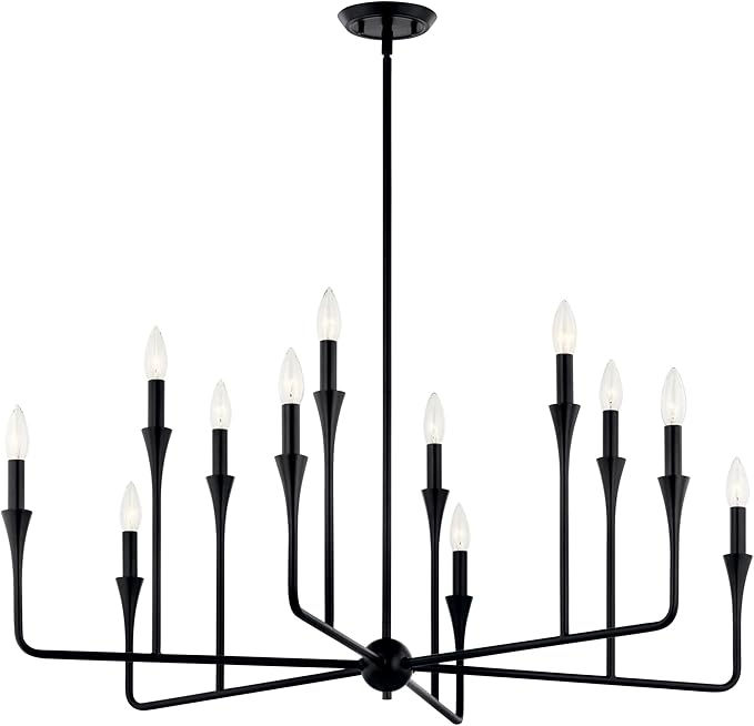 Kichler Alvaro 12-Light Multi-Tier Chandelier, Soft Modern Light in Black, for Foyer, Great or Living Room or Large Dining Room (20" x 39.75"), 52692BK
