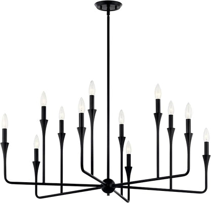 Kichler Alvaro 12-Light Multi-Tier Chandelier, Soft Modern Light in Black, for Foyer, Great or Living Room or Large Dining Room (20" x 39.75"), 52692BK