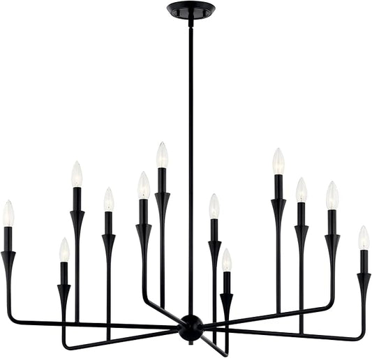 Kichler Alvaro 12-Light Multi-Tier Chandelier, Soft Modern Light in Black, for Foyer, Great or Living Room or Large Dining Room (20" x 39.75"), 52692BK
