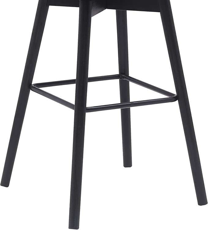 Armen Living Sicily Modern Farmhouse 30" Seat Height Swivel Black Wood Bar Stool for Kitchen Island Counter in Gray Faux Leather