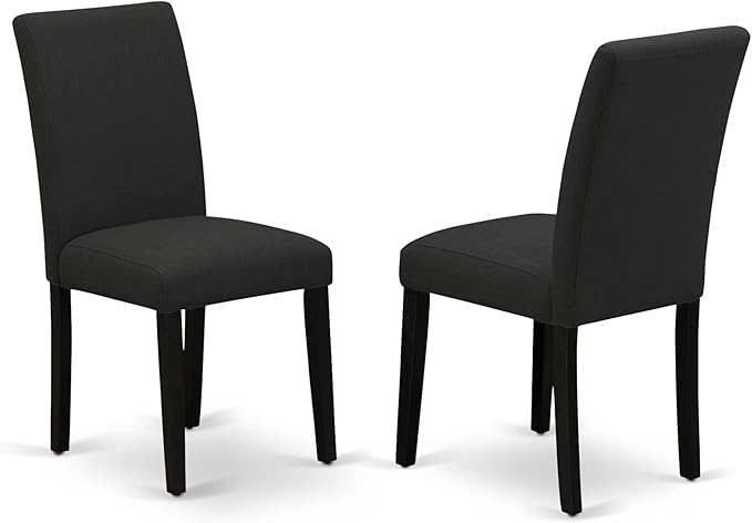 East West Furniture ABP6T24 Abbott Parson Chairs - Black Color Linen Fabric Upholstered Dining Chairs, Set of 2, Wirebrushed Black