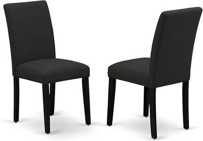 East West Furniture ABP6T24 Abbott Parson Chairs - Black Color Linen Fabric Upholstered Dining Chairs, Set of 2, Wirebrushed Black