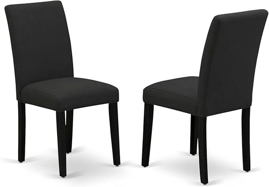 East West Furniture ABP6T24 Abbott Parson Chairs - Black Color Linen Fabric Upholstered Dining Chairs, Set of 2, Wirebrushed Black