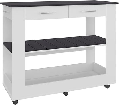 GOWE Kitchen Island with Open Storage and 3 Shelves, White