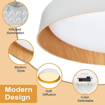 VIPMOON 13"/36W Flush Mount LED Ceiling Light, 3000K-6000K 5CCT Adjustable Energy Saving Modern Light Fixture for Bathroom Bedroom Kitchen Living Room Balcony Dining Room Porch Laundry Room Stairwell