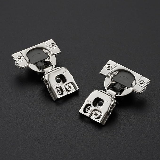 50 Pack 25 Pairs 1 Inch Overlay Soft Close Hinges for Kitchen Cabinet - Satin Nickel Hidden Concealed Hinge - Stainless Steel Self Closing