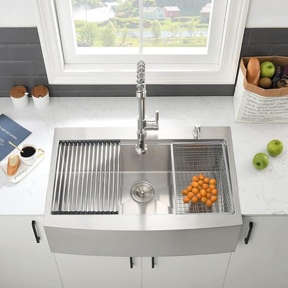 33 Inch Farmhouse Sink Drop In-VASOYO 33x22 Kitchen Sink Drop In Stainless Steel Farmhouse Sinks Workstation 16 Gauge Single Bowl Apron Front Farm Deep Top Mount Kitchen Sinks with Cutting Board