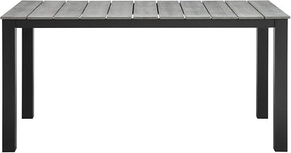 Modway Maine Aluminum Outdoor Patio 63" Dining Table in Brown Gray
