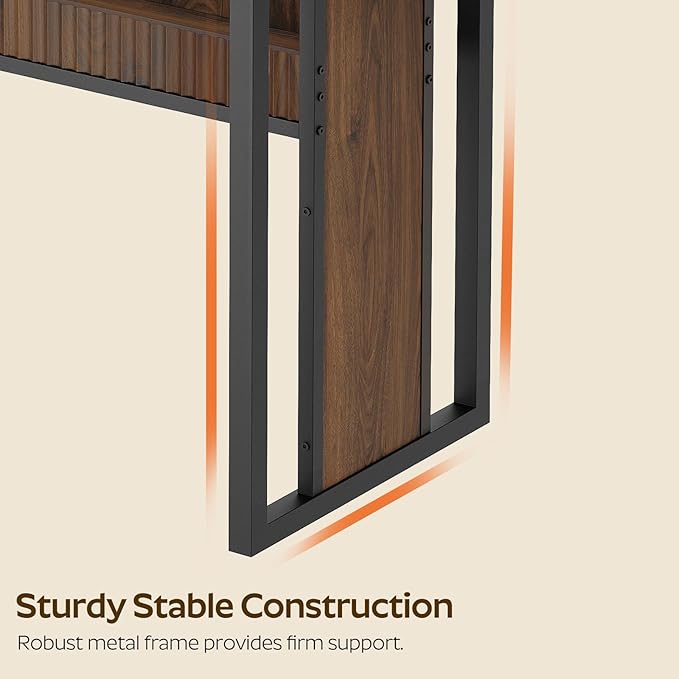 YATINEY 47.2 Inch Dining Table for 4, Kitchen Table with Storage, Morden Dining Room Table, Easy Assembly, Walnut CZ01BH