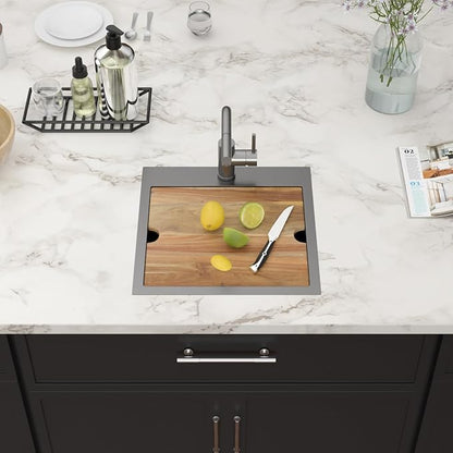 21 Inch Black Drop In Bar Sink Outdoor Kitchen Sink Workstation 16 Gauge Stainless Steel Single Bowl Small Sinks With Pull-out Faucet 21"x20"x9"