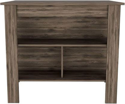 Kitchen Island Kitchen Table 35" H Four Legs with 3 Open Storage Shelves Wide Top for Meal Prep Spacious Leg Room Practical(Natural Black)