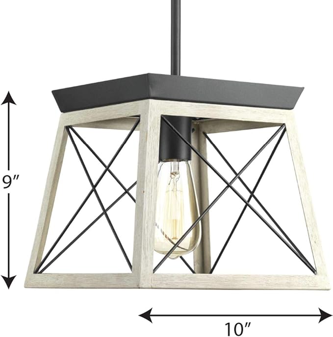 Progress Lighting Briarwood Collection 1-Light Coastal Mini-Pendant Light Graphite, Black