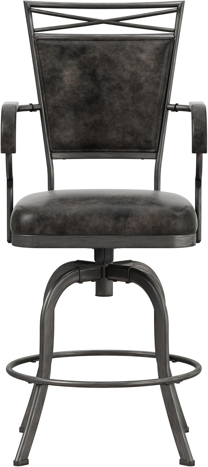 Hillsdale Bridgetown Metal Counter Height Swivel Stool, Pewter
