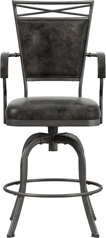 Hillsdale Bridgetown Metal Counter Height Swivel Stool, Pewter
