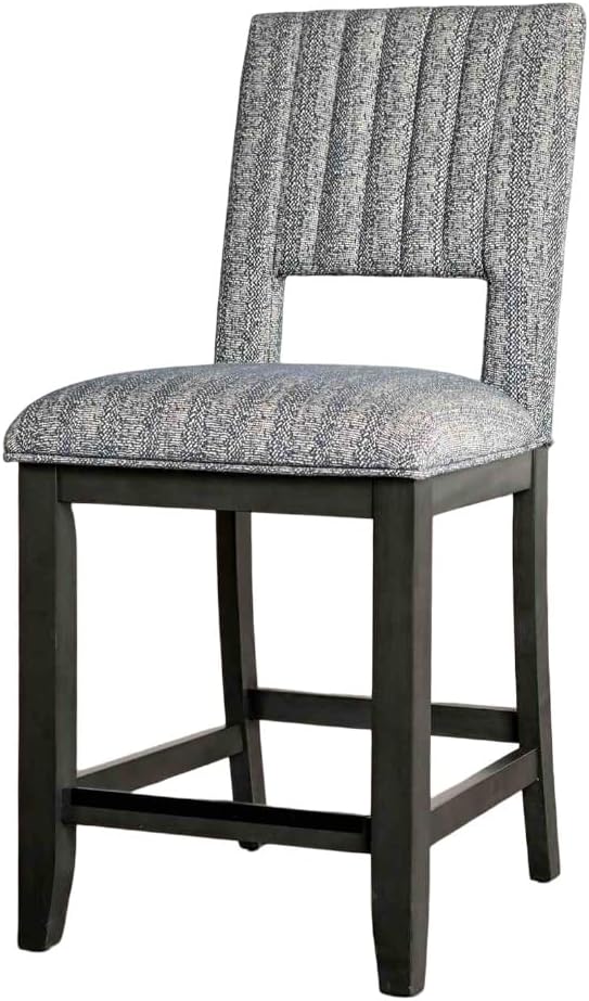 LIFE SKY Counter Height Dining Chair Set: Transitional Style 2-Piece Set with Padded Seat & Back - Blue Gray Fabric & Rubberwood Frame for Kitchen Island & Home Decor