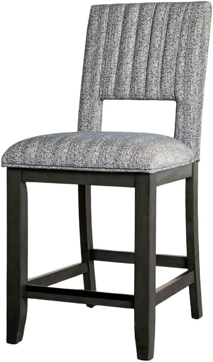 LIFE SKY Counter Height Dining Chair Set: Transitional Style 2-Piece Set with Padded Seat & Back - Blue Gray Fabric & Rubberwood Frame for Kitchen Island & Home Decor